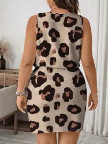 EMERY ROSE Romantic Leopard Print Casual Minimalist Plus Size Women's Tank Dress Suitable For Summer - Multicolor - View 2
