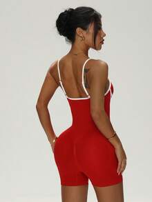 Core Rhythm Macacão Fitness Feminino Core Rhythm, Macacão de Yoga Estiloso com Ajuste Slim para Dança - Vermelho - Visão 2