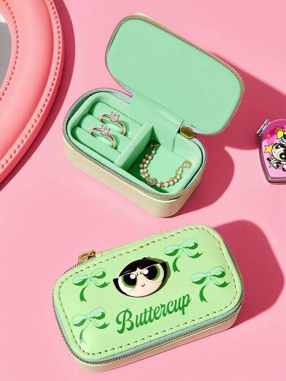 THE POWERPUFF GIRLS X SHEIN Cartoon Superhero Girls Mini Jewelry Box Set, 3D Character Decorative Storage Case, 3 Styles Available,Earring Organizer, Ring Storage, Necklace Holder, Travel Jewelry Case, Desk Decoration, Gift For Girls