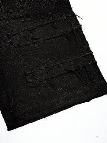 Manfinity Roughcore Men's Casual Loose Fit Distressed Denim Wide Leg Shorts - Black - View 6