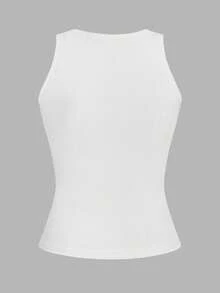 Comfortcana Bộ 2 áo tank top cotton cổ tròn dáng ôm vừa vặn dành cho nữ, cỡ lớn, thích hợp mặc đi học vào mùa hè. - Đen và trắng - Xem 6