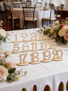10 20 Pieces Rustic Artificial Wood Number Place Card Holders Size 1 20 Reusable Table Number Stands For Wedding Birthday Anniversary Graduation Party Home Decor Summer Gift Beach Back To School Room Decoration - one size fits all - View 7