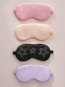 SHEIN 1 pièce Masque pour les yeux de couleur unie, Masque pour les yeux en diamant chaud, Masque pour les yeux en soie respirant et ombrant pour le sommeil avec élastique large, Masque pour les yeux aidant à dormir sans pression - Multicolore - Voir 2