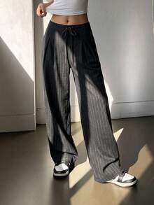 Dazy Star Striped & Floral Print Wide Leg Pants - Grey - View 13