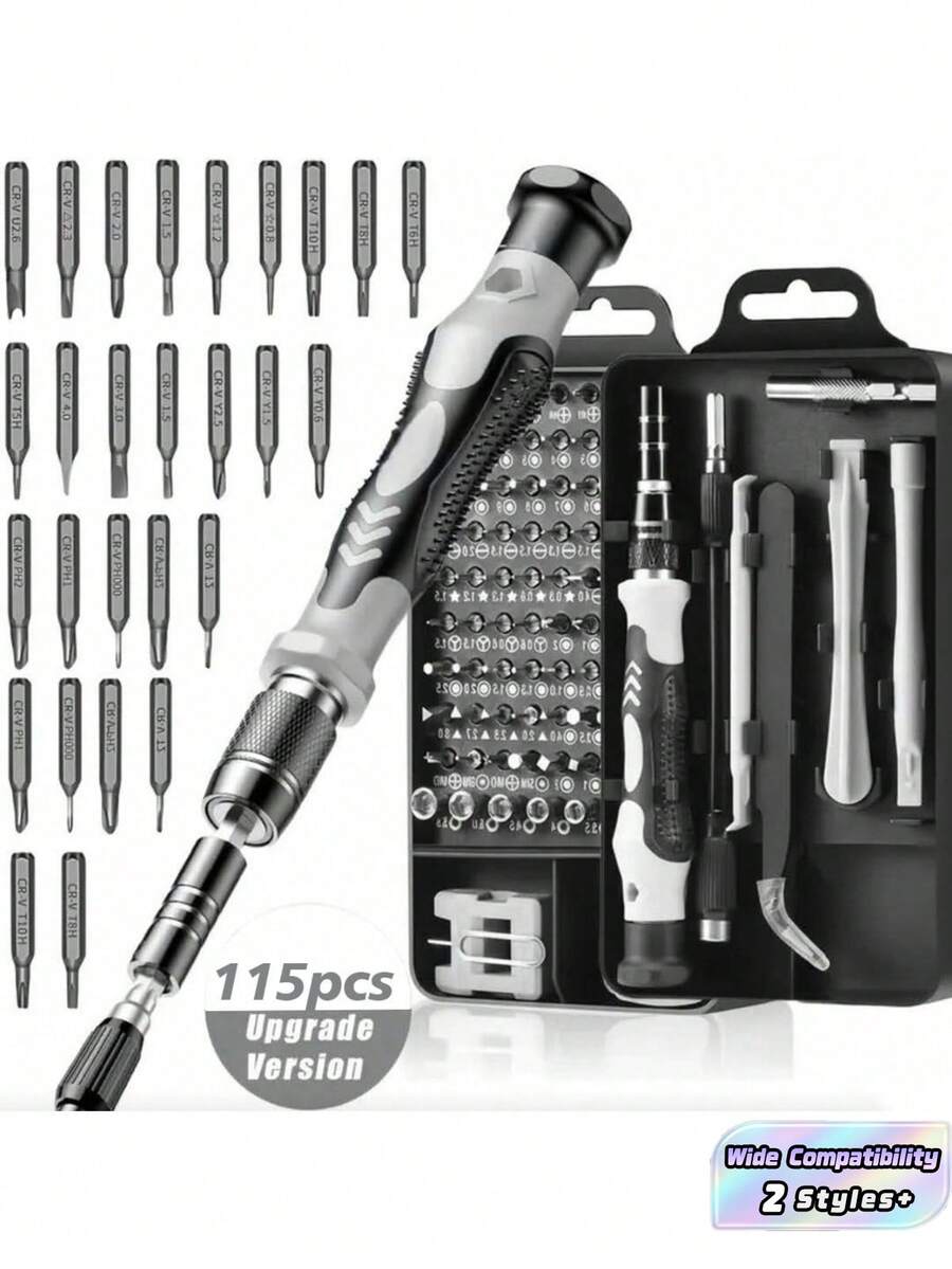 115 In 1 Deluxe Multifunctional Magnetic Screwdriver Set Hardened Reinforced Bits Cross Torx Precision Repair Tool Kit Portable Storage Case Black For Computer Phone Home Appliance DIY Father Day Gift Men Handyman Tool Set Must Haves - screwdriver - View 1