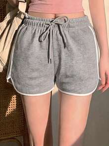 DAZY Women's Summer Casual Colorblock Trim Shorts - Dark Grey - View 3