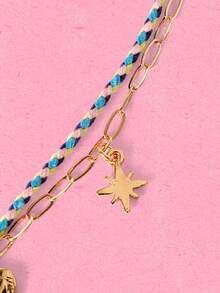 Popjeli A Fashionable, Beautiful, Simple And Light Luxury Devil's Eye Multi-Layer Necklace,Y2K/Cute/Colorful/Chic,DIY,PINK,Summer/Beach/Prom/Part/Vacation/Travel,For Mom/Women/Girl/Mother,Heart,Floral - Devil's Eye - View 8