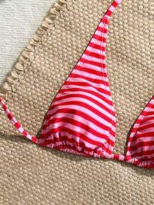 Swim Mod 1 pieza Parte superior de bikini con estampado de rayas para mujer - Multicolor - Ver 3