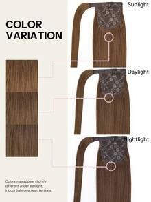 Pony Tails Real Hair Extension Straight Ponytail Extension Human Hair Chestnut Brown Hair Extensions Invisible Wrap Around Ponytail Human Hair For Women Daily Work - S6 - View 10