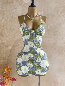 Soleia Vestido mini elegante y de moda para citas y fiestas con bordado floral para mujer - Multicolor - Ver 6