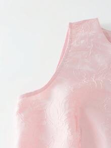GlowEve Elegant Jacquard Patchwork Sleeveless Dress, Summer - Pink - View 4