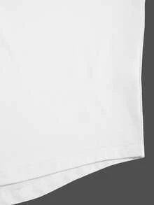 Manfinity Homme Bộ áo thun cổ chữ V xẻ nam tính và quần short thường ngày cho nam - Đen và trắng - Xem 3
