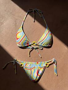 Anewsta Conjunto de bikini casual estampado para mujer - Multicolor - Ver 4