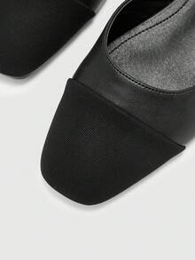 CUCCOO BIZCHIC Zapatos de tacón grueso con punta puntiaguda y bloques de color para mujer, primavera/verano - Vintage Negro - Ver 8