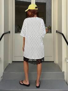 Muchica Women's Summer Casual Polka Dot Print Contrast Lace Mini Dress Summer Dress Elegant Dresses For Party  Beach Dress For Women White - White - View 2