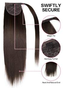 Pony Tails Real Hair Extension Straight Ponytail Extension Human Hair Invisible Wrap Around Ponytail Human Hair For Women Daily Work - S2 - View 4