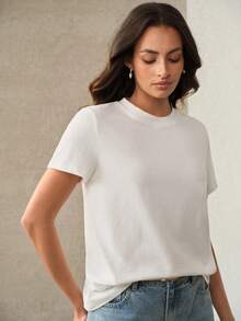 Anewsta High-End Craftsmanship Solid Color Crew Neck T-Shirt, Zero-Feel Skin-Friendly, Wrinkle-Resistant, Versatile Inner Layer And Outerwear Essential Casual - White - View 4