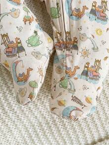 Newborn Baby Girl Cute Casual Knit Cartoon Pattern Long Sleeve Loungewear - White - View 5
