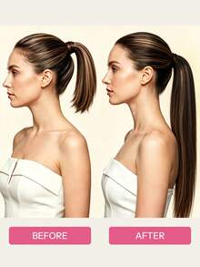 Pony Tails Real Hair Extension Straight Ponytail Extension Human Hair Ombre Nature Black To Chestnut Brown Mix Nature Black Hair Extensions Invisible Wrap Around Ponytail Human Hair For Women Daily Work - STP1B/6/1B - View 4