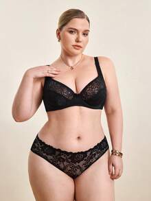 Hourtrue 3pcs/Pack Women Plus Size Lace Trim Loose Comfortable Briefs, Autumn/Winter - Multicolor - View 4