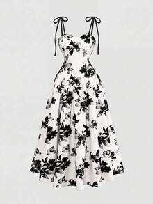 GlowEve Vestido largo sin mangas para mujer con estampado floral en color albaricoque & marrón, tirantes finos, cintura ceñida y corte A, elegante & encantador, para vacaciones, uso diario, festival de música, cita, estilo bohemio francés, playa, calle, retro, versátil, primavera/verano, nuevo - Multicolor - Ver 7