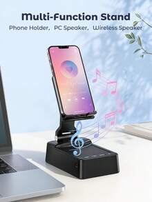Teckwe 2 In 1 Phone Holder With Wireless Speaker Adjustable Desktop Cell Phone Stand For Mobile Phone - View 2