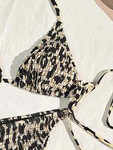 Swim Vcay Bộ đồ bơi bikini dây hở lưng họa tiết da báo nhún bèo đi biển mùa hè cho nữ 2 món - Nhiều màu - Xem 3