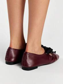 ROMWE Goth Women's Bow Decor Casual Versatile Fashion Flat Shoes - Red matte - View 4