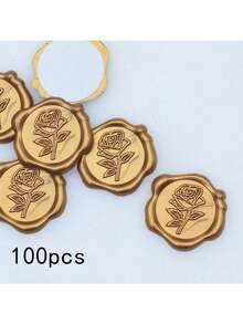 25/50/100PCS Couple Rings Heart Rose Eucalyptus Pattern Real Wax Sealing Stickers Self Adhesive Wedding Invitation Envelope Seal Stickers For Decorating Gifts - one-size - View 11