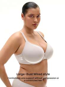 LUVLETTE Plus Dream Curve Support +Smooth Full Coverage Support Wide Strap Bra Push Up T-Shirt Basic Bra - Dusty Purple - View 5