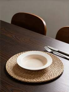 1/4/6PCS Handwoven Braided Rustic Boho Round Placemats Charger Plates Farmhouse Winter Holiday Dining Table Kitchen Home Decor Table Setting Rustic Boho Tableware Set - Multicolor - View 5