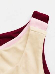 SHEIN BASICS 3件裝休閒圓領無袖貼身純色針織女款連身衣 - 彩色 - 查看 6
