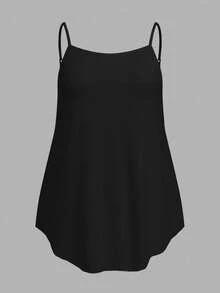 SHEIN EZwear 3件套加大码纯色吊带背心，黑色+白色+浅灰色，适合夏季 - 彩色 - 查看 3