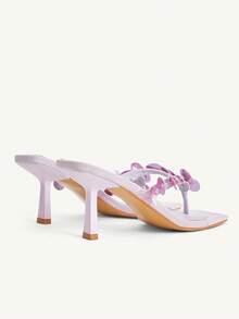 CUCCOO CHICEST 女款亮片設計時尚日常穿搭一腳蹬高跟涼鞋 婚禮鞋 春季鞋 新娘鞋 - 淡紫色 - 查看 5