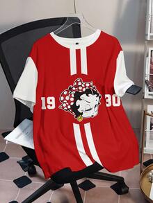 Betty Boop x SHEIN Plus Size T-Shirt All-Over Print - White - View 3