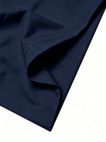Resyla Kaos Kasual Longgar Pria Ukuran Besar dengan Cetakan Huruf - Navy Blue - View 4