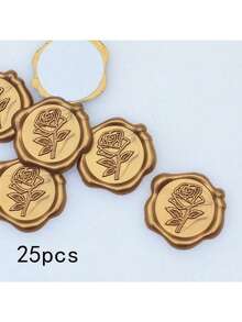 25/50/100PCS Couple Rings Heart Rose Eucalyptus Pattern Real Wax Sealing Stickers Self Adhesive Wedding Invitation Envelope Seal Stickers For Decorating Gifts - one-size - View 19