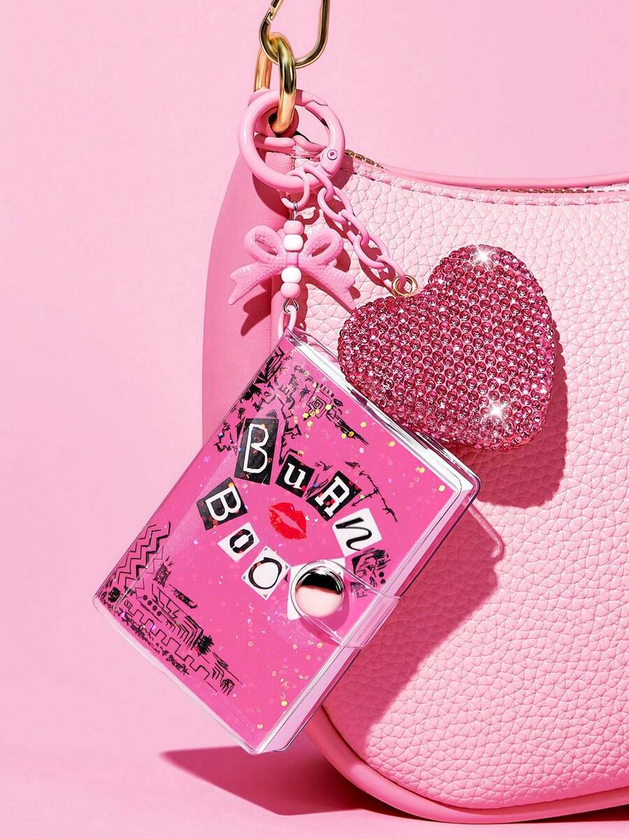 Mean Girls | SHEIN Pink Heart Card Pendant Kerings Bag Kechains - Pink - View 1