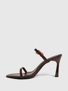 CUCCOO SZL Sandal Hak Tinggi Rantai Ujung Lancip untuk Wanita, Cocok untuk Natal dan Musim Panas - Bambu hijau coklat - View 4