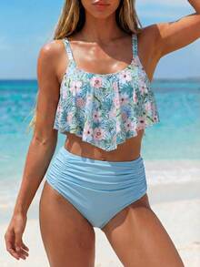 Swim Lushoire 女款度假休閒分體式比基尼上衣 - 薄荷綠 - 查看 3