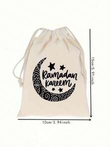 5 10 PCS Ramadan Mubarak Drawstring Bags Celebration Festival Decorations Gift Giving Friends Family Ramadan Eid Mubarak Goodie Bags - multicolor - View 4