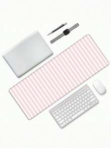 1PC Ins Style Pink White Striped Mouse Pad Cute Thickened Non Slip Desktop Decorative Mat For Office Gaming Keyboard Pad Computer Laptop Home Desk Supplies Gift - A - View 8