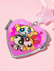 THE POWERPUFF GIRLS X SHEIN 時尚鋅合金銀色鑰匙圈 奢華精緻包包吊飾 仿珍珠掛件 紀念品 收藏品 適用於禮物、錢包、書包、後背包、汽車配件 心形掛鉤 - 彩色 - 查看 3