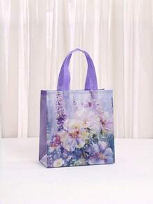 1/4/10/20 Stücke große Kapazität elegante Blumen-Botanik-Malerei-Stil Vliesstoff Polyester Tragetasche Handtasche Party-Gastgeschenk-Geschenktüten für Hochzeit Geburtstag Feier Jahrestag Brautparty langanhaltend modische Einkaufstasche - Mehrfarbig - Übersicht 4