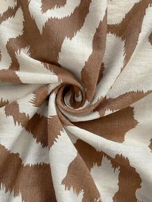 EMERY ROSE Women's Simple Boho Print Short Sleeve Dress Vacation Off-White Summer - Khaki - View 8