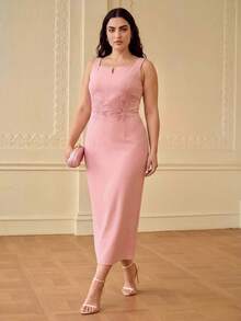 ZEYLAH Elegant Fitted Dress, Sleeveless, Spring/Summer - Pink - View 1