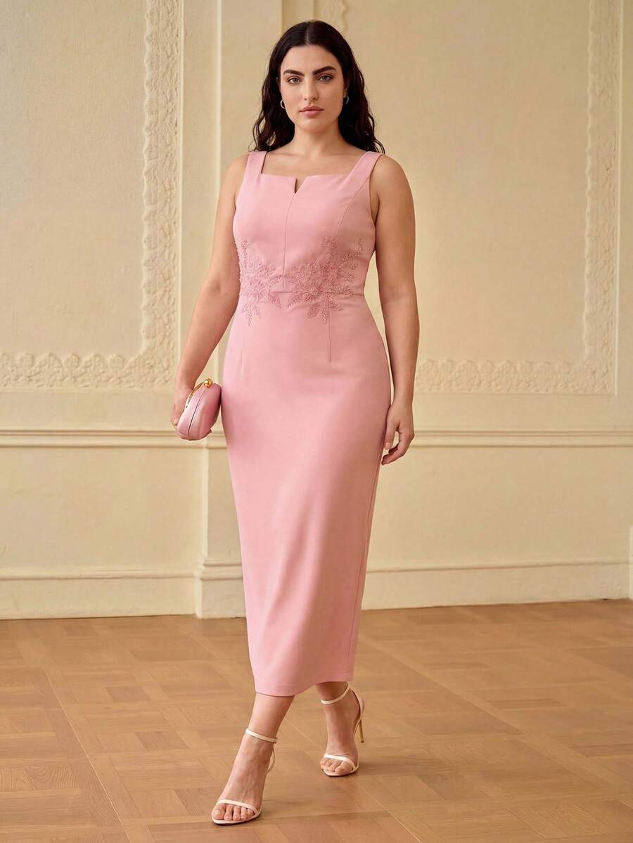 ZEYLAH Elegant Fitted Dress, Sleeveless, Spring/Summer - Pink - View 1