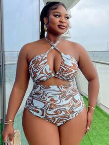 Slaydiva Baju Renang Terusan Seksi Motif Riak Air untuk Liburan Pantai Musim Panas 2026 Ukuran Plus - MultiWarna - View 5