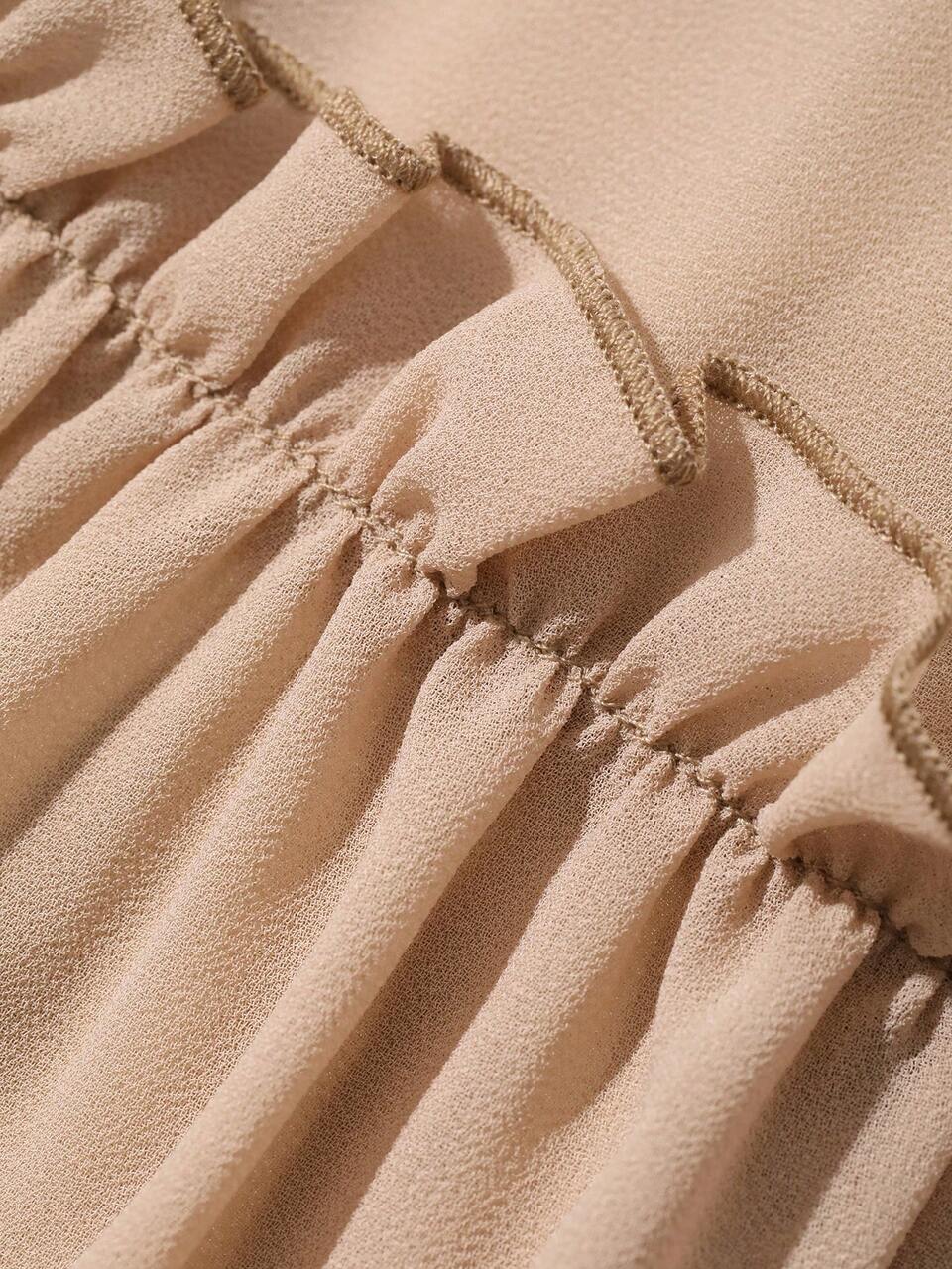 Contrast Lace Trim Frill Trim Umbrella Skirt Elegant Boho Spaghetti Strap Vacation Dress Summer Women Long Sundress Beach Cream