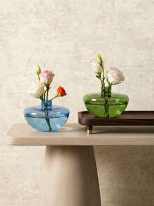 Cirelle 1个现代圆形玻璃花瓶，透明水培花盆，简约家居装饰中心摆件，适用于客厅和餐桌，乔迁新居礼物，花卉中心装饰 | 现代玻璃花瓶，光滑表面，花瓶 - 現代圓形玻璃花瓶 - 查看 7